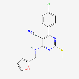 molecular formula C17H13ClN4OS B7834838 4-(4-Chlorophenyl)-6-[(2-furylmethyl)amino]-2-(methylthio)pyrimidine-5-carbonitrile 