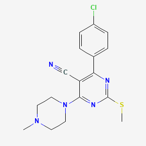 molecular formula C17H18ClN5S B7834839 4-(4-Chlorophenyl)-6-(4-methylpiperazin-1-yl)-2-(methylthio)pyrimidine-5-carbonitrile 