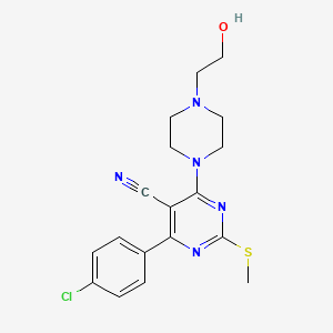 4-(4-Chlorophenyl)-6-[4-(2-hydroxyethyl)piperazin-1-yl]-2-(methylthio)pyrimidine-5-carbonitrile