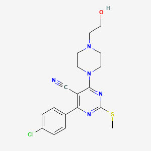 molecular formula C18H20ClN5OS B7834849 4-(4-Chlorophenyl)-6-[4-(2-hydroxyethyl)piperazin-1-yl]-2-(methylthio)pyrimidine-5-carbonitrile 