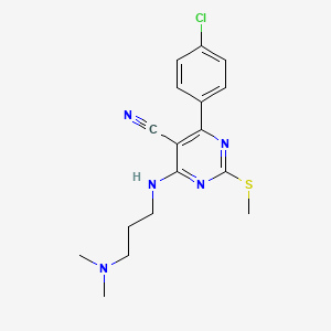 4-(4-Chlorophenyl)-6-{[3-(dimethylamino)propyl]amino}-2-(methylthio)pyrimidine-5-carbonitrile
