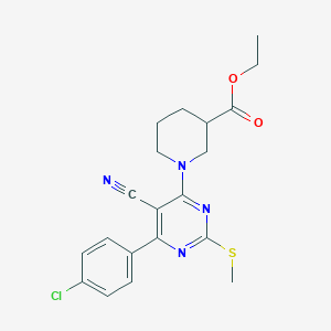 Ethyl 1-[6-(4-chlorophenyl)-5-cyano-2-(methylthio)pyrimidin-4-yl]piperidine-3-carboxylate