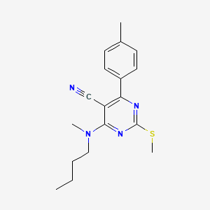 molecular formula C18H22N4S B7834880 4-[Butyl(methyl)amino]-6-(4-methylphenyl)-2-(methylthio)pyrimidine-5-carbonitrile 