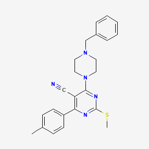 4-(4-Benzylpiperazin-1-yl)-6-(4-methylphenyl)-2-(methylthio)pyrimidine-5-carbonitrile