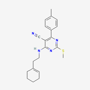 molecular formula C21H24N4S B7834896 4-[(2-Cyclohex-1-en-1-ylethyl)amino]-6-(4-methylphenyl)-2-(methylthio)pyrimidine-5-carbonitrile 