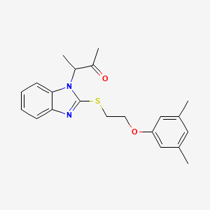 molecular formula C21H24N2O2S B7834904 3-(2-{[2-(3,5-dimethylphenoxy)ethyl]thio}-1H-benzimidazol-1-yl)butan-2-one 