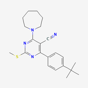 4-Azepan-1-yl-6-(4-tert-butylphenyl)-2-(methylthio)pyrimidine-5-carbonitrile