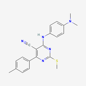 molecular formula C21H21N5S B7834921 4-{[4-(Dimethylamino)phenyl]amino}-6-(4-methylphenyl)-2-(methylthio)pyrimidine-5-carbonitrile 