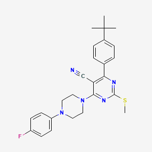 4-(4-Tert-butylphenyl)-6-[4-(4-fluorophenyl)piperazin-1-yl]-2-(methylthio)pyrimidine-5-carbonitrile