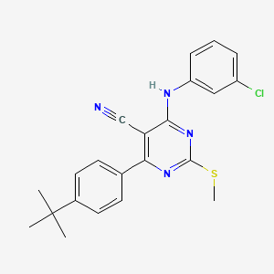 4-(4-Tert-butylphenyl)-6-[(3-chlorophenyl)amino]-2-(methylthio)pyrimidine-5-carbonitrile