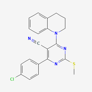 4-(4-chlorophenyl)-6-(3,4-dihydroquinolin-1(2H)-yl)-2-(methylthio)pyrimidine-5-carbonitrile