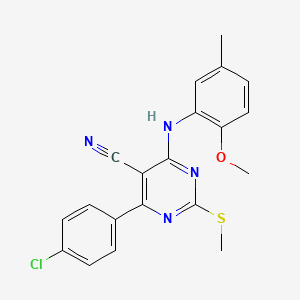 4-(4-Chlorophenyl)-6-[(2-methoxy-5-methylphenyl)amino]-2-(methylthio)pyrimidine-5-carbonitrile