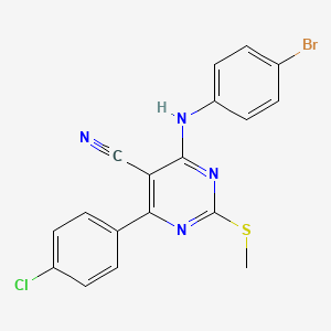 molecular formula C18H12BrClN4S B7834959 4-[(4-Bromophenyl)amino]-6-(4-chlorophenyl)-2-(methylthio)pyrimidine-5-carbonitrile 