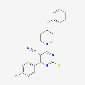 4-(4-Benzylpiperidin-1-yl)-6-(4-chlorophenyl)-2-(methylthio)pyrimidine-5-carbonitrile