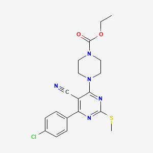 molecular formula C19H20ClN5O2S B7834976 Ethyl 4-[6-(4-chlorophenyl)-5-cyano-2-(methylthio)pyrimidin-4-yl]piperazine-1-carboxylate 