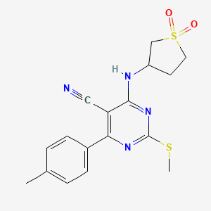 molecular formula C17H18N4O2S2 B7834980 4-[(1,1-Dioxidotetrahydro-3-thienyl)amino]-6-(4-methylphenyl)-2-(methylthio)pyrimidine-5-carbonitrile 