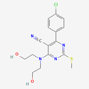 molecular formula C16H17ClN4O2S B7834986 4-[Bis(2-hydroxyethyl)amino]-6-(4-chlorophenyl)-2-(methylthio)pyrimidine-5-carbonitrile 