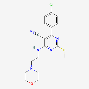 molecular formula C18H20ClN5OS B7834998 4-(4-Chlorophenyl)-2-(methylthio)-6-[(2-morpholin-4-ylethyl)amino]pyrimidine-5-carbonitrile 