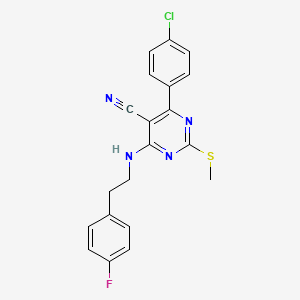 4-(4-Chlorophenyl)-6-{[2-(4-fluorophenyl)ethyl]amino}-2-(methylthio)pyrimidine-5-carbonitrile