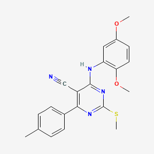 4-[(2,5-Dimethoxyphenyl)amino]-6-(4-methylphenyl)-2-(methylthio)pyrimidine-5-carbonitrile