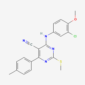 4-[(3-Chloro-4-methoxyphenyl)amino]-6-(4-methylphenyl)-2-(methylthio)pyrimidine-5-carbonitrile