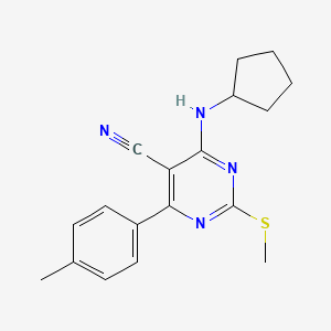 molecular formula C18H20N4S B7835051 4-(Cyclopentylamino)-6-(4-methylphenyl)-2-(methylthio)pyrimidine-5-carbonitrile 