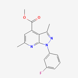 molecular formula C16H14FN3O2 B7835177 methyl 1-(3-fluorophenyl)-3,6-dimethyl-1H-pyrazolo[3,4-b]pyridine-4-carboxylate 