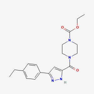 molecular formula C19H24N4O3 B7835217 ethyl 4-[3-(4-ethylphenyl)-1H-pyrazole-5-carbonyl]piperazine-1-carboxylate 