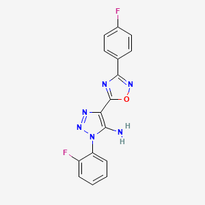 molecular formula C16H10F2N6O B7835233 1-(2-fluorophenyl)-4-[3-(4-fluorophenyl)-1,2,4-oxadiazol-5-yl]-1H-1,2,3-triazol-5-amine 