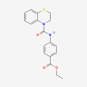 molecular formula C18H18N2O3S B7835235 ethyl 4-[(2,3-dihydro-4H-1,4-benzothiazin-4-ylcarbonyl)amino]benzoate 