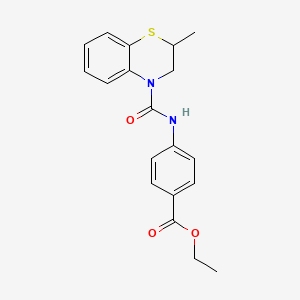 molecular formula C19H20N2O3S B7835236 ethyl 4-{[(2-methyl-2,3-dihydro-4H-1,4-benzothiazin-4-yl)carbonyl]amino}benzoate 