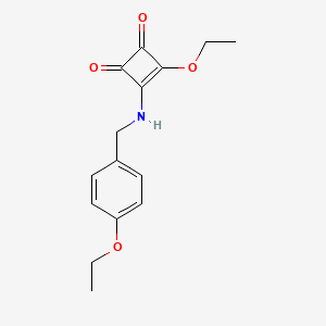 molecular formula C15H17NO4 B7835298 3-Ethoxy-4-[(4-ethoxybenzyl)amino]cyclobut-3-ene-1,2-dione 