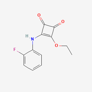 molecular formula C12H10FNO3 B7835302 3-Ethoxy-4-[(2-fluorophenyl)amino]cyclobut-3-ene-1,2-dione 