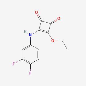 molecular formula C12H9F2NO3 B7835341 3-[(3,4-Difluorophenyl)amino]-4-ethoxycyclobut-3-ene-1,2-dione 