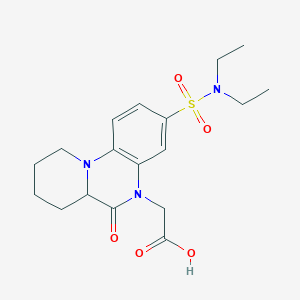 molecular formula C18H25N3O5S B7835356 {3-[(diethylamino)sulfonyl]-6-oxo-6,6a,7,8,9,10-hexahydro-5H-pyrido[1,2-a]quinoxalin-5-yl}acetic acid 