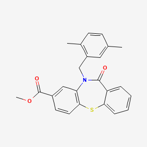 molecular formula C24H21NO3S B7835402 Methyl 10-(2,5-dimethylbenzyl)-11-oxo-10,11-dihydrodibenzo[b,f][1,4]thiazepine-8-carboxylate 