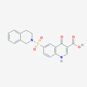 molecular formula C19H16N2O5S B7835422 6-(3,4-dihydroisoquinolin-2(1H)-ylsulfonyl)-4-oxo-1,4-dihydroquinoline-3-carboxylic acid 