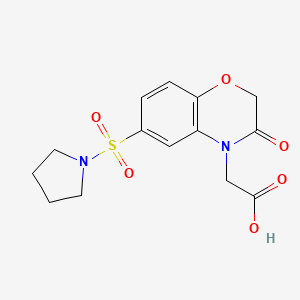 molecular formula C14H16N2O6S B7835530 [3-oxo-6-(pyrrolidin-1-ylsulfonyl)-2,3-dihydro-4H-1,4-benzoxazin-4-yl]acetic acid 