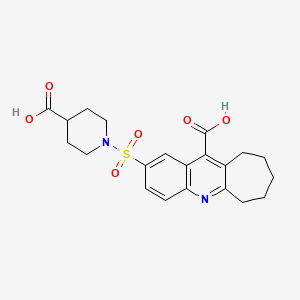 molecular formula C21H24N2O6S B7835574 2-(4-carboxypiperidin-1-yl)sulfonyl-7,8,9,10-tetrahydro-6H-cyclohepta[b]quinoline-11-carboxylic acid 