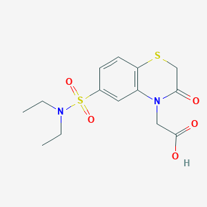 molecular formula C14H18N2O5S2 B7835610 {6-[(diethylamino)sulfonyl]-3-oxo-2,3-dihydro-4H-1,4-benzothiazin-4-yl}acetic acid 