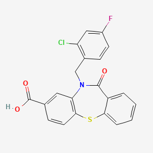 molecular formula C21H13ClFNO3S B7835623 10-(2-Chloro-4-fluorobenzyl)-11-oxo-10,11-dihydrodibenzo[b,f][1,4]thiazepine-8-carboxylic acid 