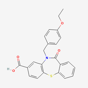 molecular formula C23H19NO4S B7835642 10-(4-Ethoxybenzyl)-11-oxo-10,11-dihydrodibenzo[b,f][1,4]thiazepine-8-carboxylic acid 