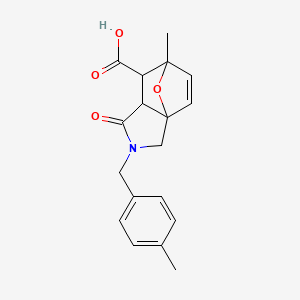 7-Methyl-3-[(4-methylphenyl)methyl]-4-oxo-10-oxa-3-azatricyclo[5.2.1.01,5]dec-8-ene-6-carboxylic acid