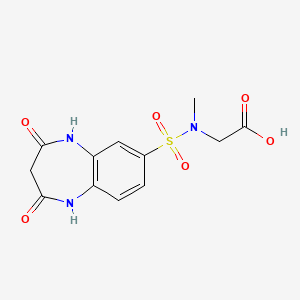molecular formula C12H13N3O6S B7835705 N-[(2,4-dioxo-2,3,4,5-tetrahydro-1H-1,5-benzodiazepin-7-yl)sulfonyl]-N-methylglycine 