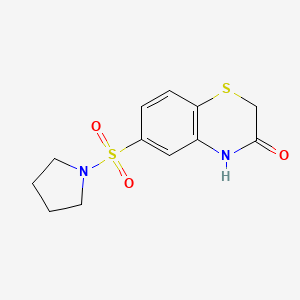 molecular formula C12H14N2O3S2 B7835717 6-(pyrrolidin-1-ylsulfonyl)-2H-1,4-benzothiazin-3-ol 