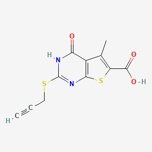 5-Methyl-4-oxo-2-(prop-2-yn-1-ylsulfanyl)-3,4-dihydrothieno[2,3-d]pyrimidine-6-carboxylic acid