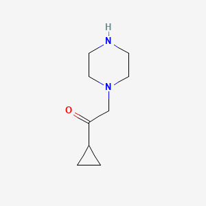 molecular formula C9H16N2O B7835954 1-Cyclopropyl-2-(piperazin-1-yl)ethan-1-one 