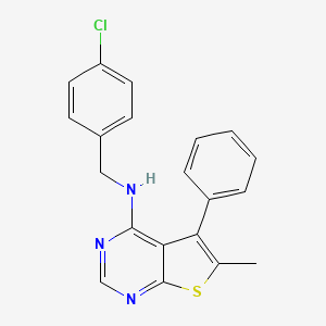 molecular formula C20H16ClN3S B7836487 N-[(4-chlorophenyl)methyl]-6-methyl-5-phenylthieno[2,3-d]pyrimidin-4-amine 