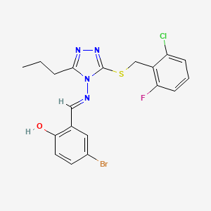 molecular formula C19H17BrClFN4OS B7836576 4-bromo-2-[(E)-[3-[(2-chloro-6-fluorophenyl)methylsulfanyl]-5-propyl-1,2,4-triazol-4-yl]iminomethyl]phenol 