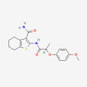 molecular formula C19H22N2O4S B7836630 2-[2-(4-Methoxyphenoxy)propanoylamino]-4,5,6,7-tetrahydro-1-benzothiophene-3-carboxamide 